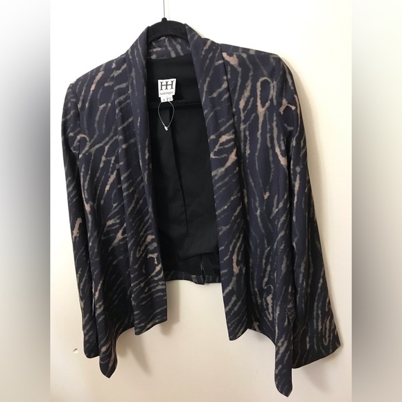 HAUTE Hippie Womens Animal Print Open Front Lined Asymmetrical Blazer Size 8 - Picture 4 of 16